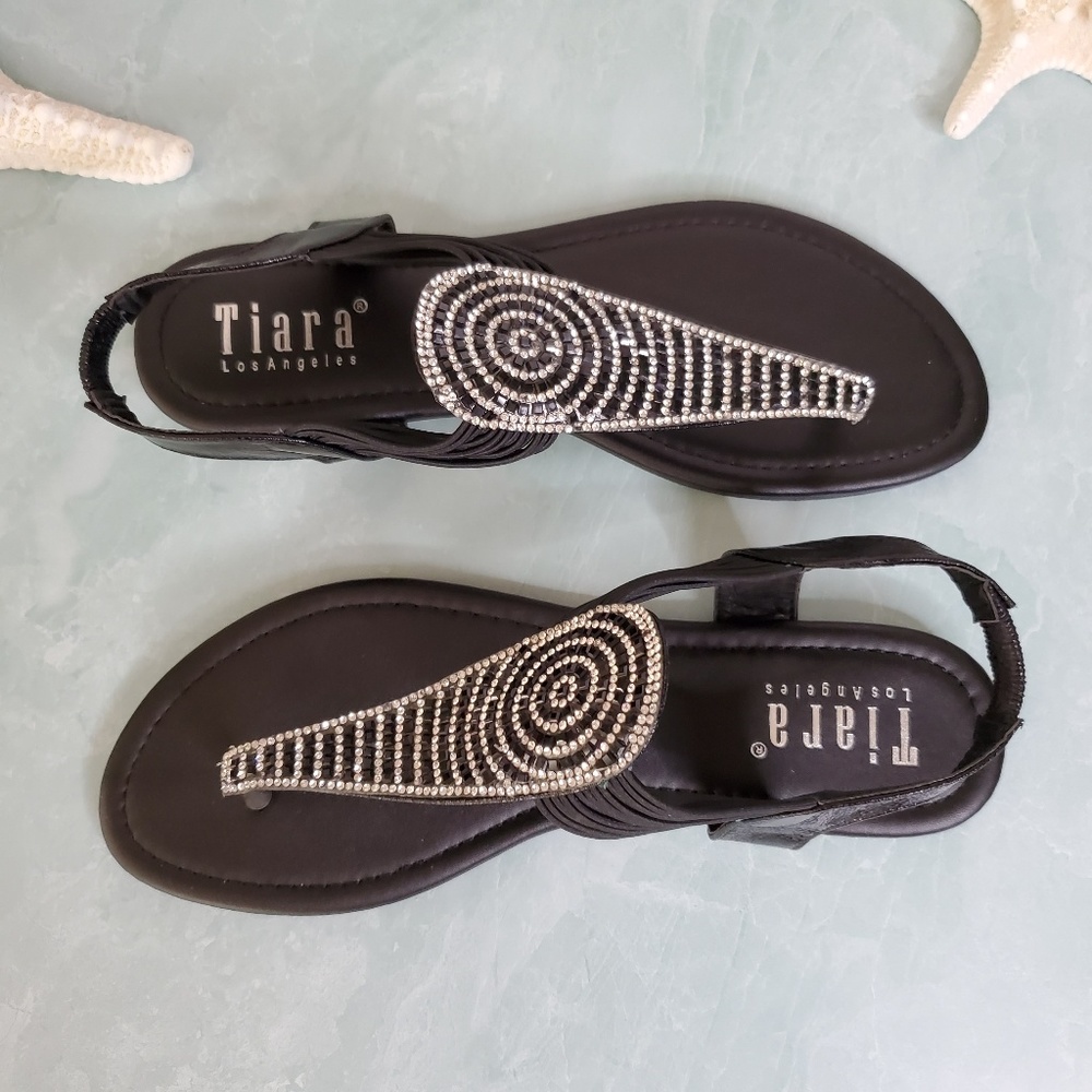 NEW! Black Tiara Sparkle Thong Sandals - Picture 3 of 5